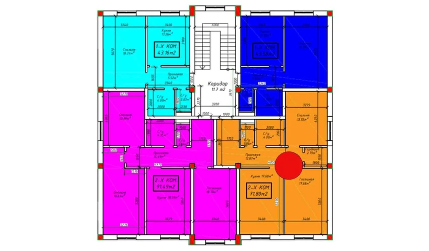 2-комнатная квартира 71.8 м²  3/4 этаж | Жилой комплекс SABZAVOT CITY