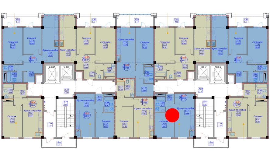 1-комнатная квартира 42.16 м²  1/1 этаж