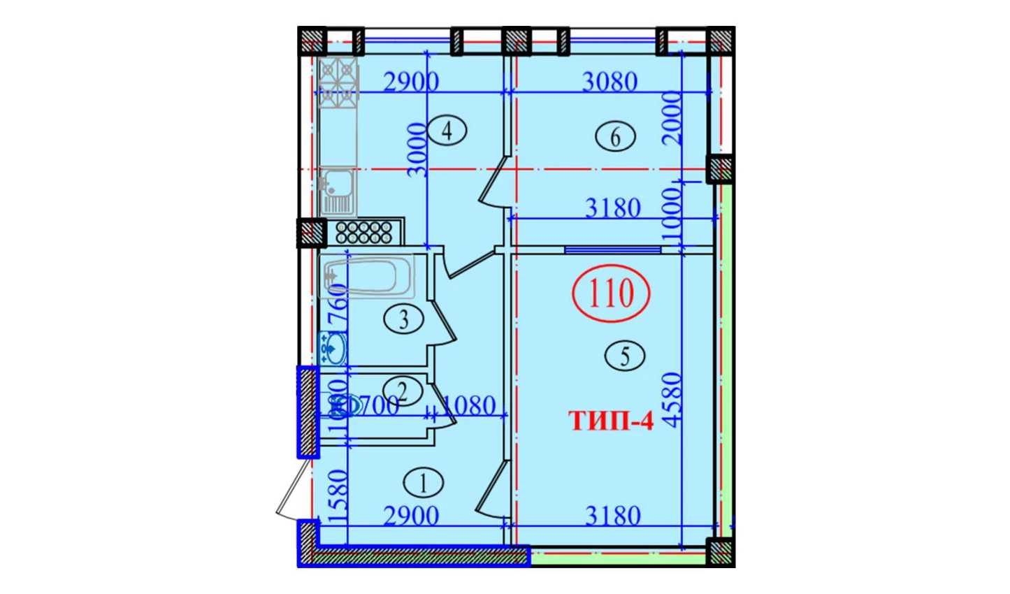 2-xonali xonadon 51.2 m²  5/5 qavat