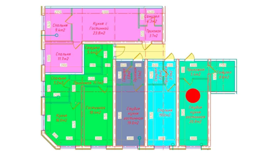 1-xonali xonadon 34.2 m²  1/16 qavat | DO'MBIROBOD RESIDENCE Turar-joy majmuasi