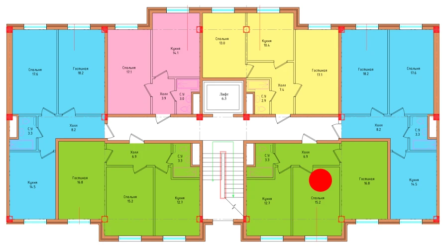 2-комнатная квартира 54.9 м²  1/1 этаж