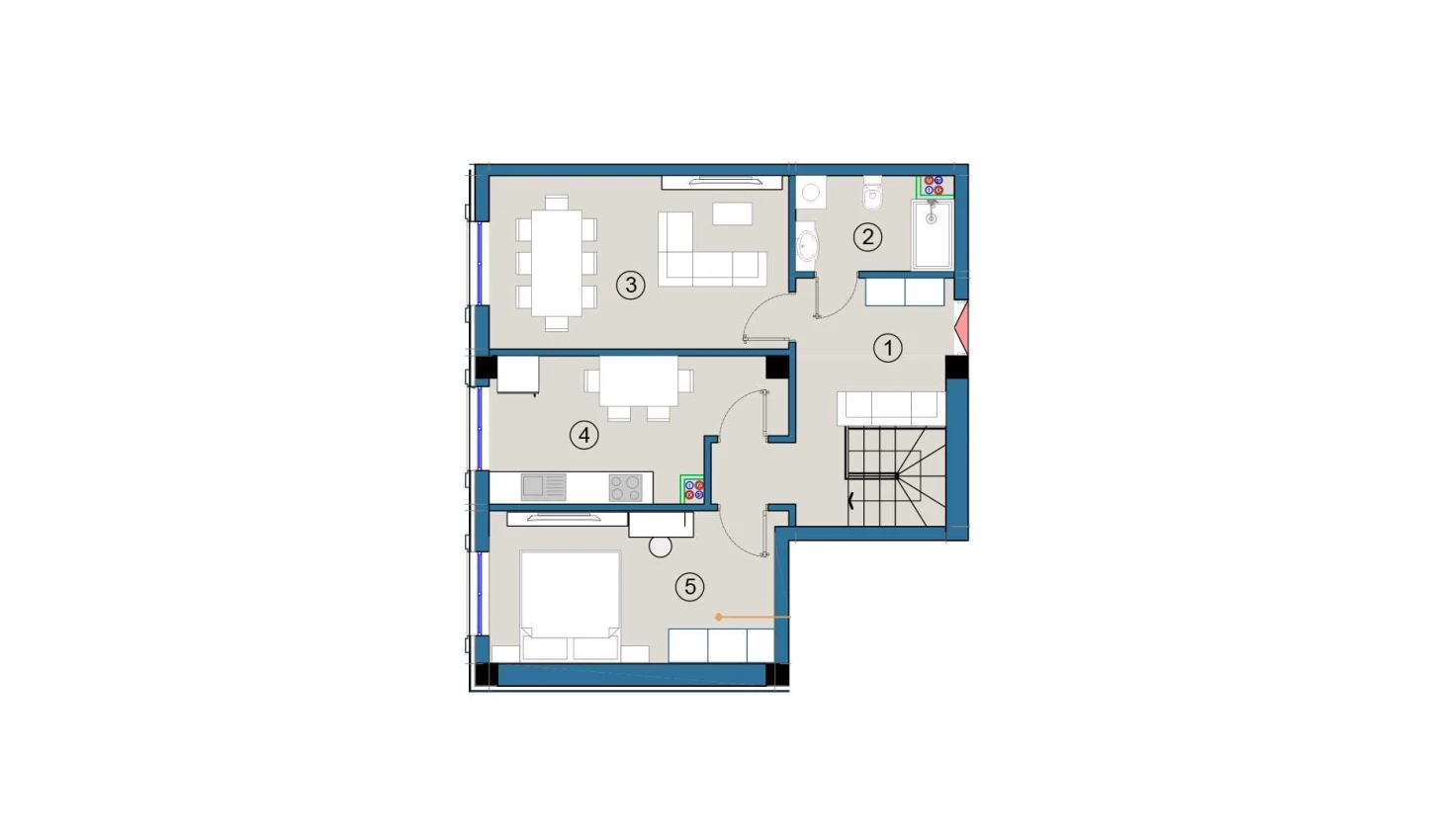 2-комнатная квартира 64 м²  1/1 этаж