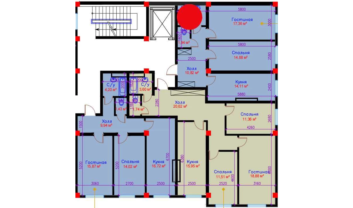 2-комнатная квартира 63.48 м²  10/10 этаж