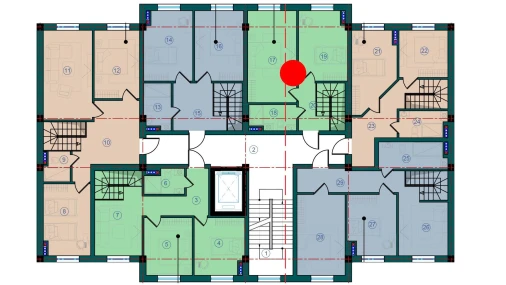 1-xonali xonadon 87.8 m²  7/7 qavat | Bristol Turar-joy majmuasi