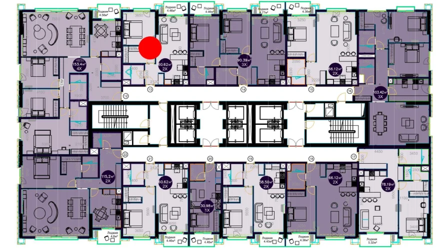 2-xonali xonadon 60.62 m²  12/12 qavat