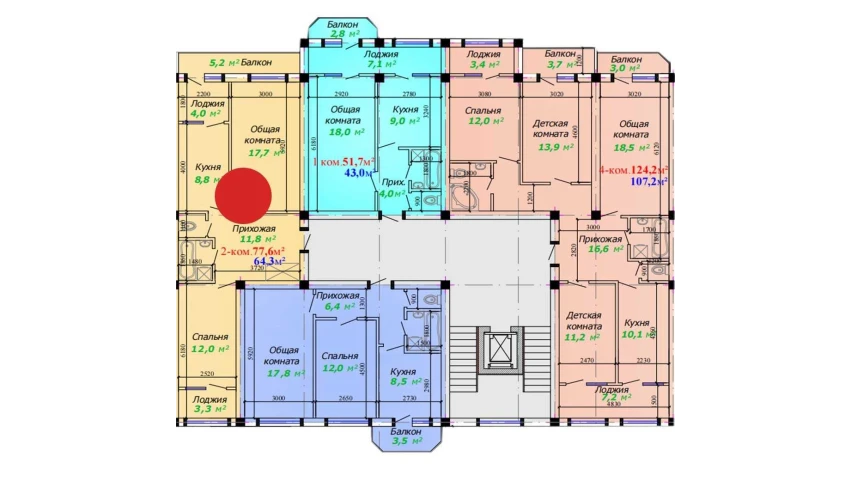 2-xonali xonadon 77.6 m²  2/7 qavat | Bunyodkor Turar-joy majmuasi