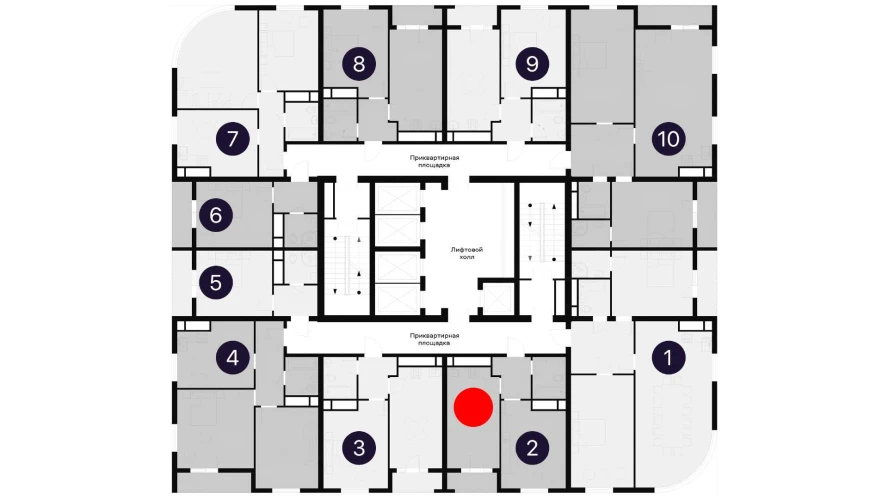 2-комнатная квартира 45.1 м²  14/14 этаж