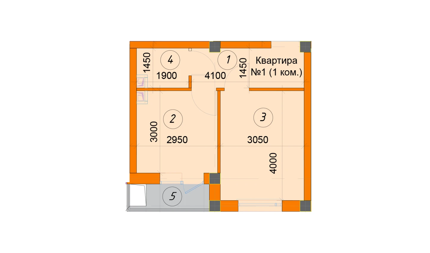 1-комнатная квартира 29.6 м²  2/2 этаж