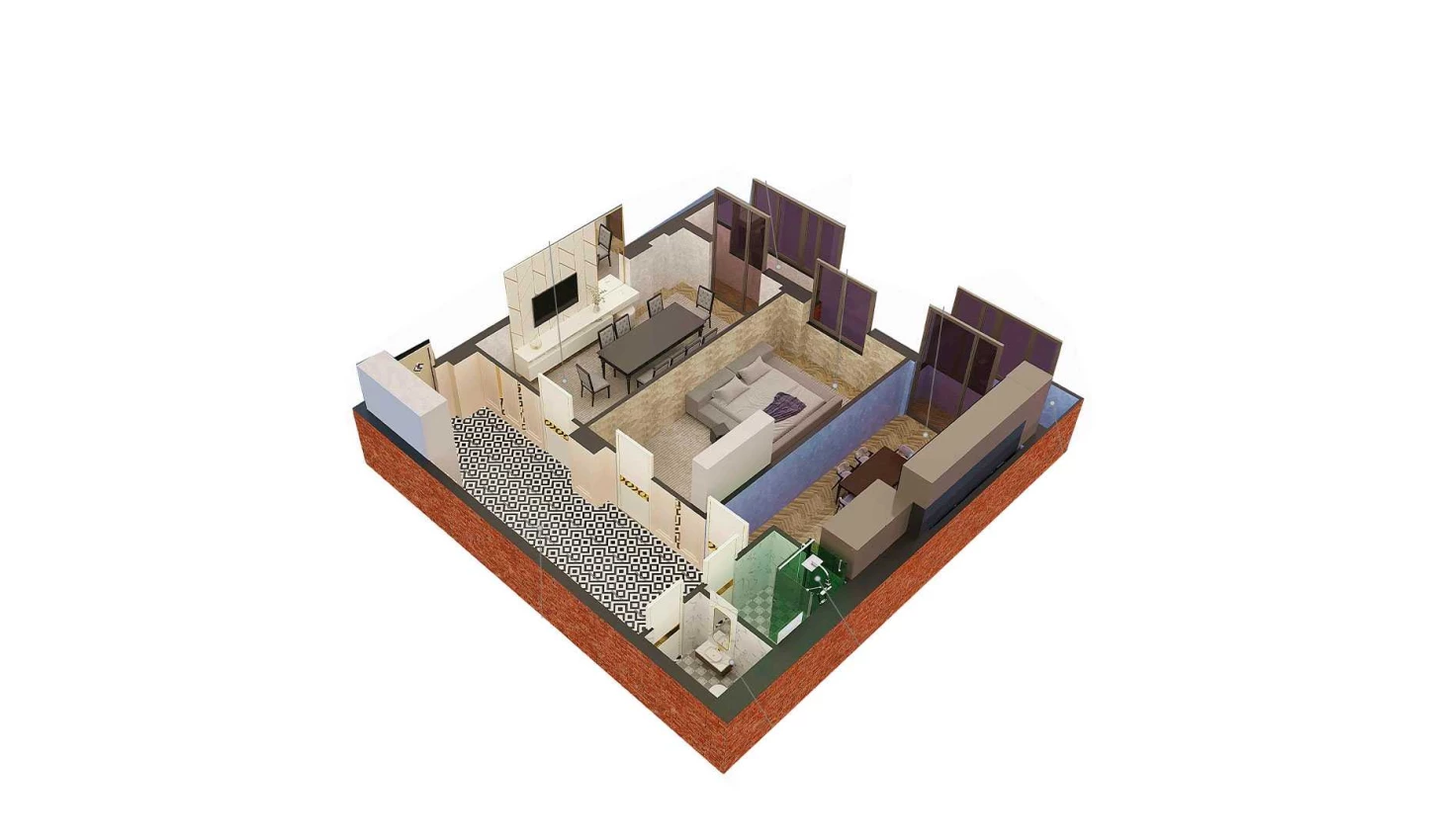 2-комнатная квартира 84.55 м²  2/2 этаж