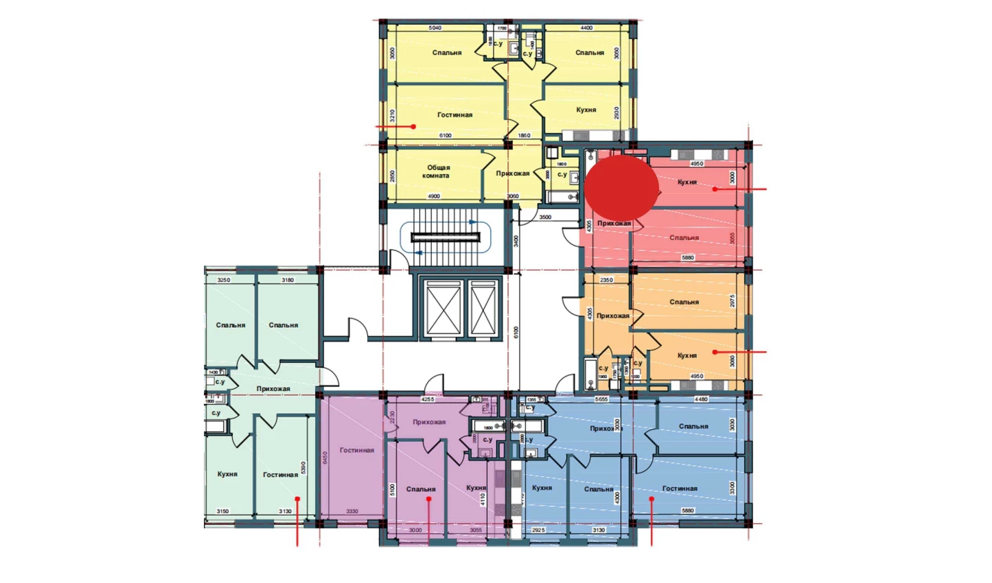 1-xonali xonadon 51.5 m²  2/2 qavat