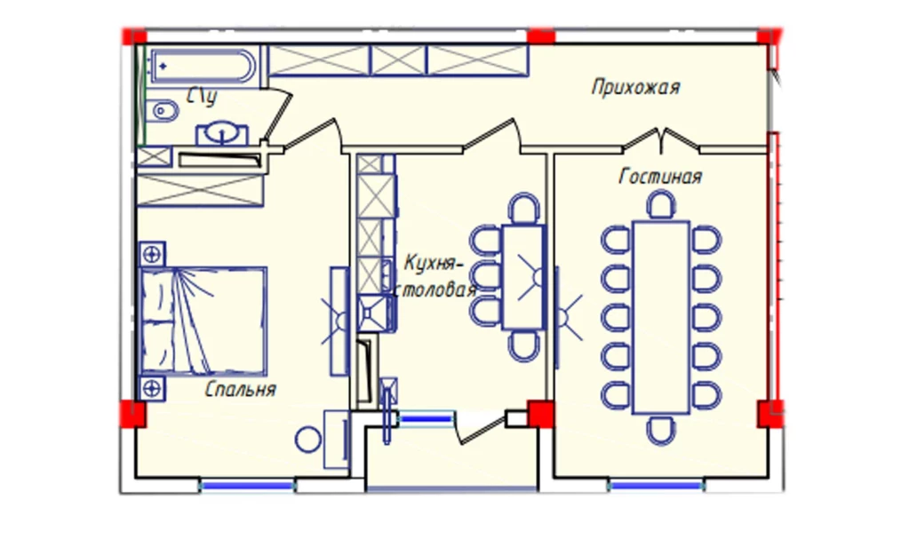 2-xonali xonadon 66.61 m²  8/8 qavat