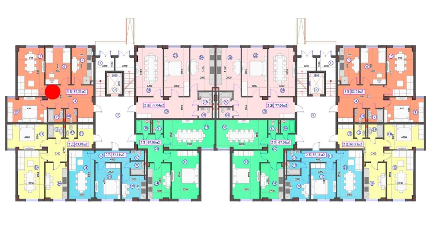 3-комнатная квартира 82.21 м²  1/1 этаж