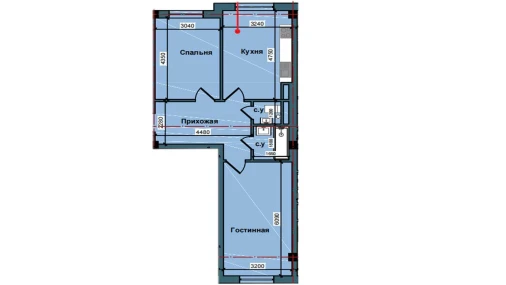 2-xonali xonadon 67 m²  3/9 qavat | NUR BARAKA Turar-joy majmuasi