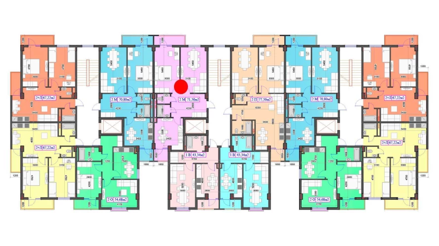 2-комнатная квартира 71.5 м²  6/6 этаж