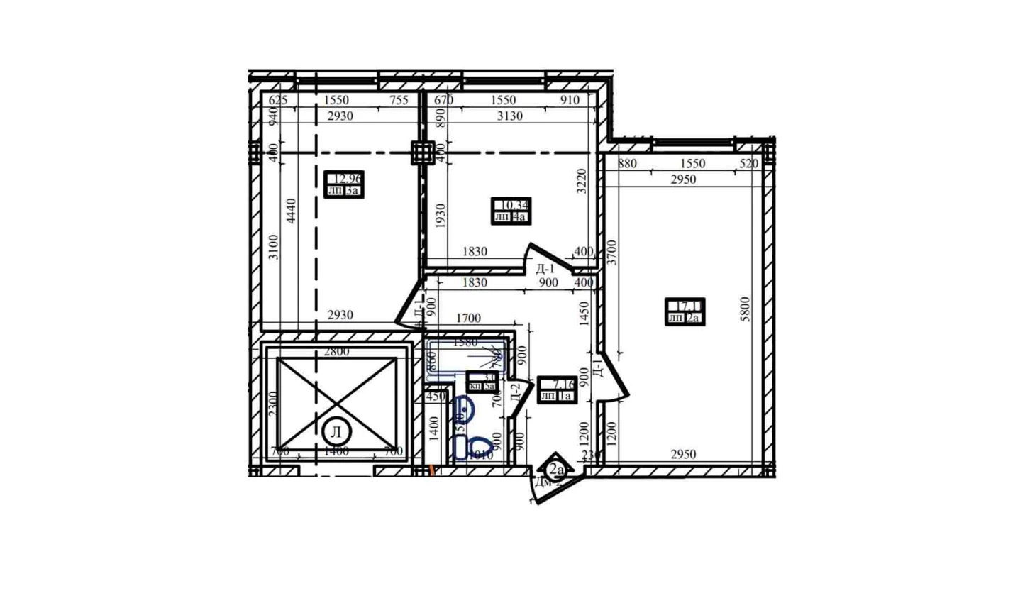 2-комнатная квартира 50.8 м²  1/1 этаж