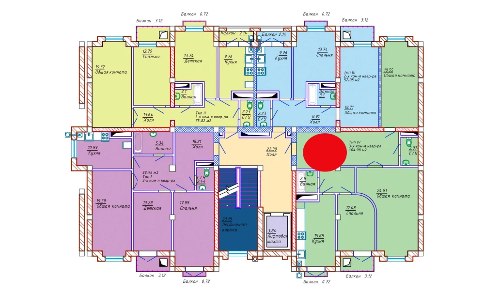 3-xonali xonadon 104.98 m²  2/10 qavat | Samarqand Park Avenue Turar-joy majmuasi