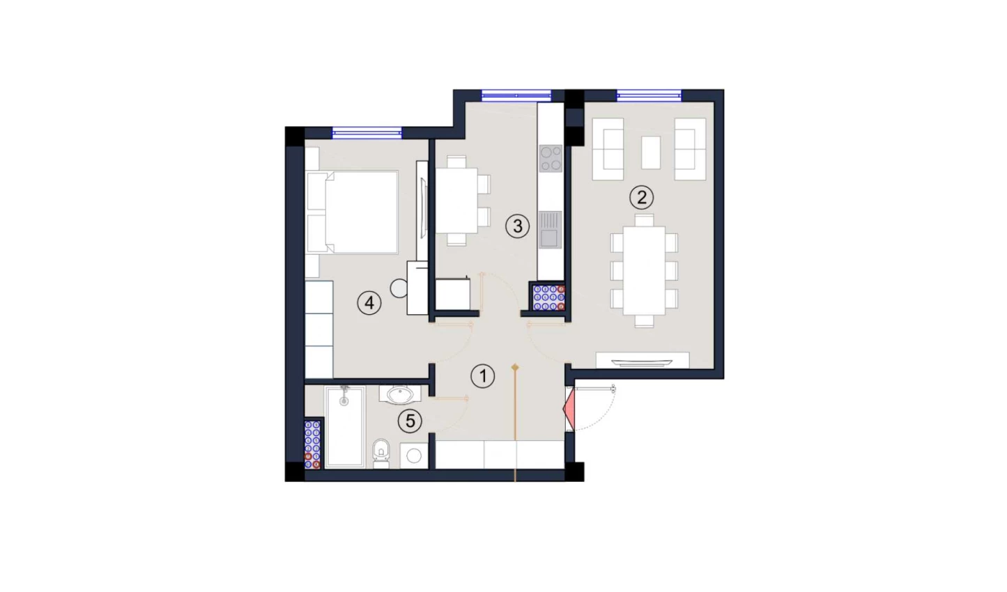 2-комнатная квартира 59.5 м²  2/2 этаж