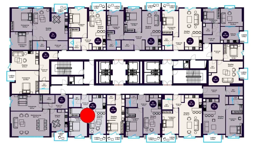 2-комнатная квартира 60.62 м²  3/3 этаж