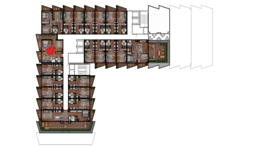 3-комнатная квартира 56.397 м²  4/4 этаж