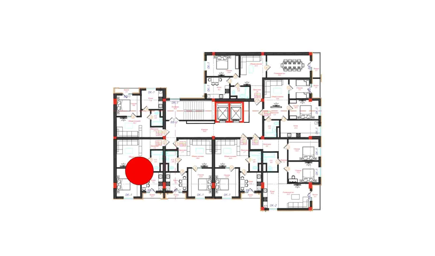 2-xonali xonadon 49.2 m²  11/12 qavat | CHINARA PARK Turar-joy majmuasi