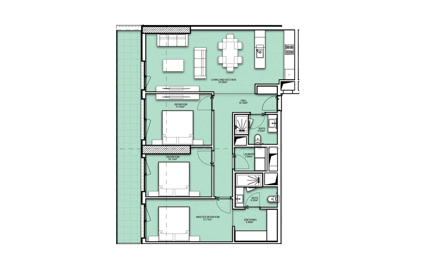 4-xonali xonadon 112.73 m²  20/20 qavat