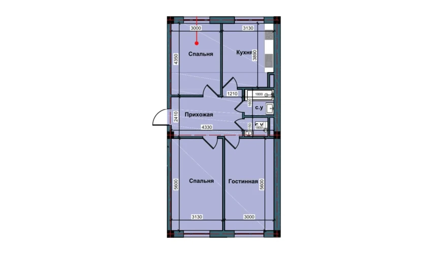 3-xonali xonadon 78.6 m²  1/9 qavat | NUR BARAKA Turar-joy majmuasi