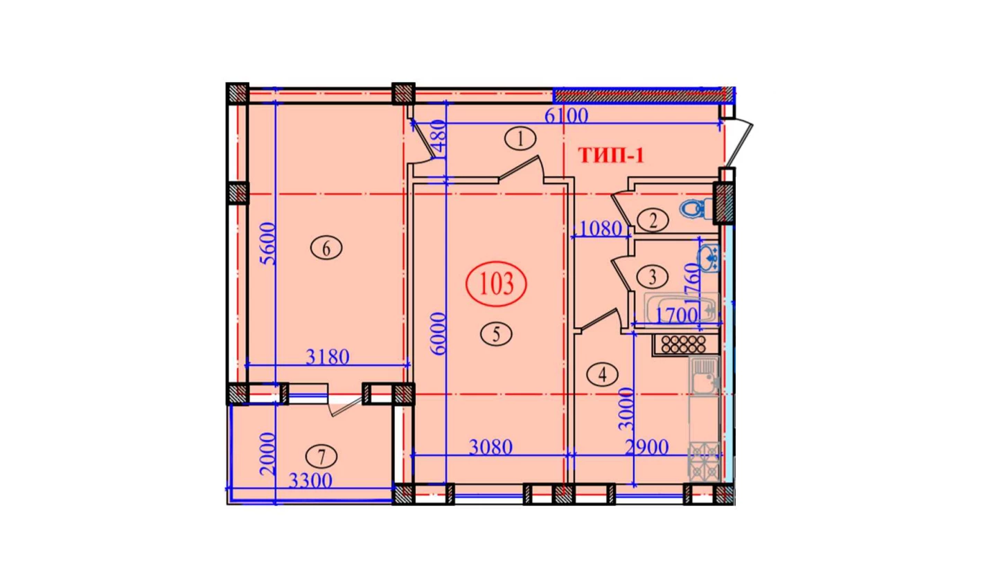 2-xonali xonadon 77.6 m²  3/3 qavat