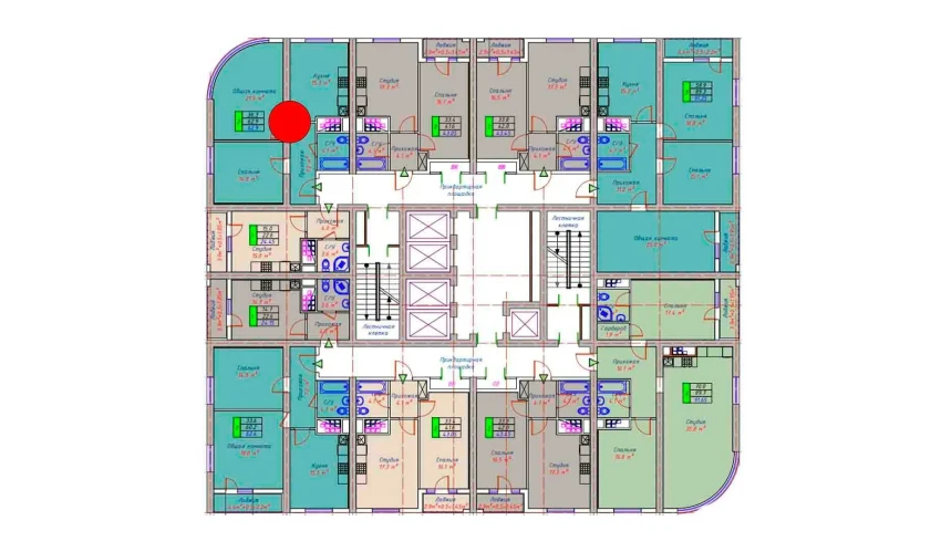 2-xonali xonadon 62.9 m²  12/30 qavat | ECO TOWER Turar-joy majmuasi