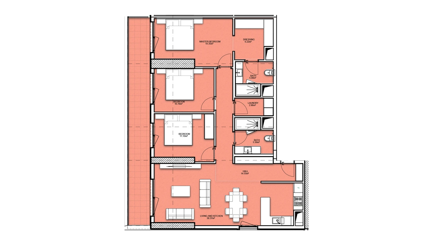 4-комнатная квартира 125.44 м²  17/17 этаж