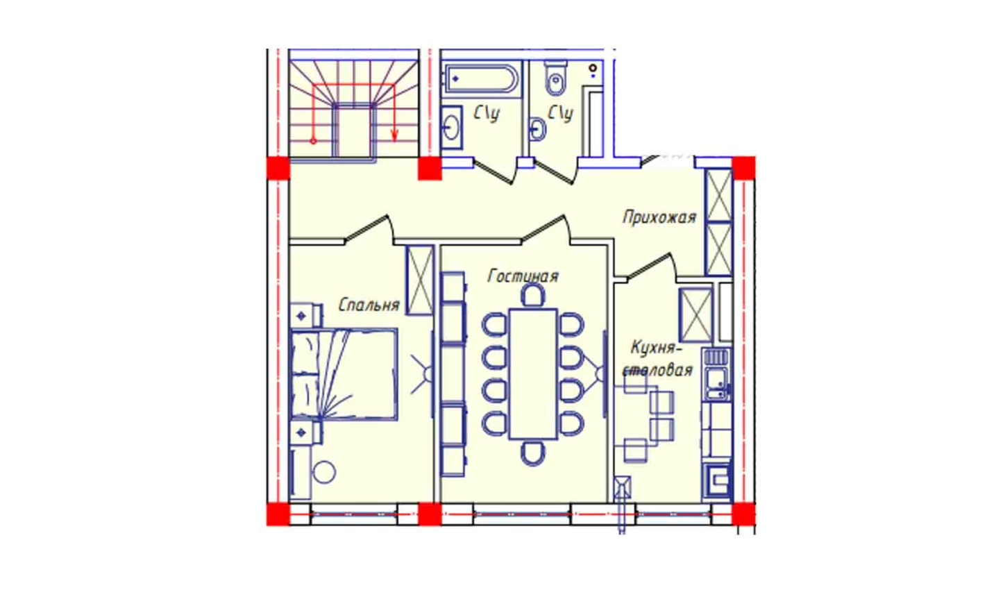 5-комнатная квартира 132.6 м²  1/1 этаж