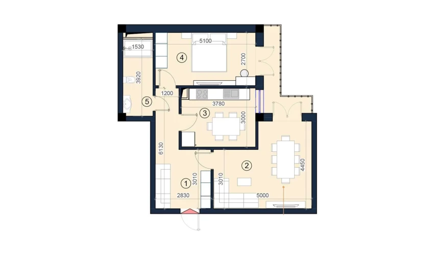 2-xonali xonadon 65 m²  2/9 qavat | KO'KSAROY Turar-joy majmuasi