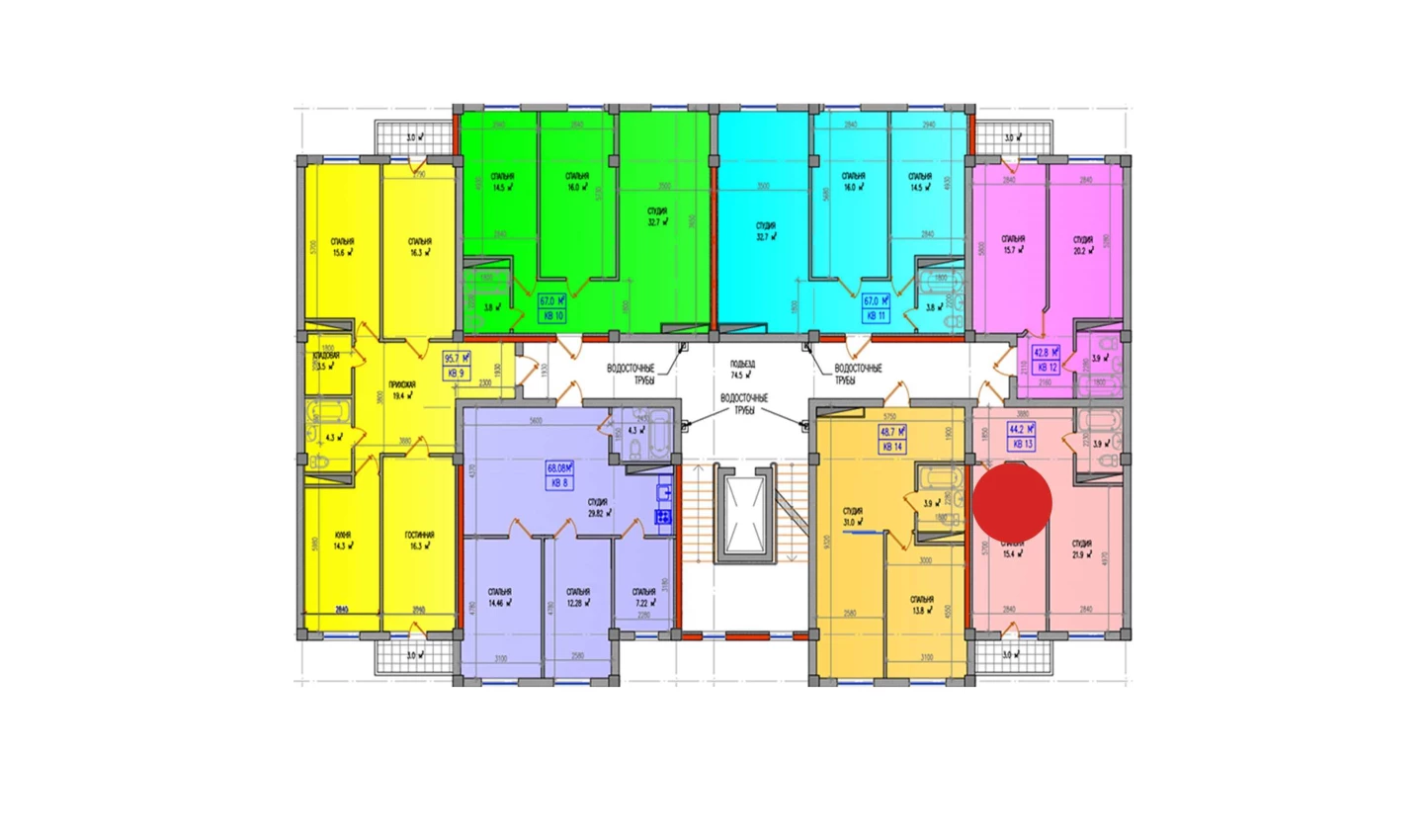 2-комнатная квартира 44.2 м²  2/2 этаж