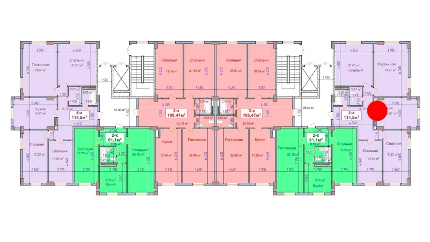 4-комнатная квартира 114.5 м²  1/1 этаж