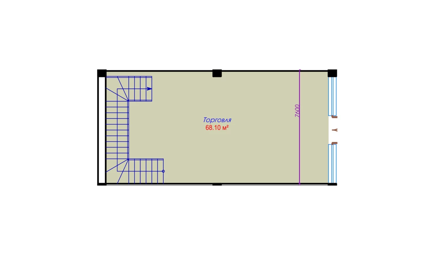 1-xonali xonadon 68.1 m²  1/1 qavat