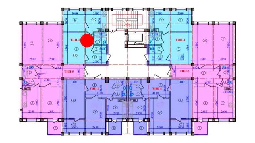 2-xonali xonadon 51.2 m²  6/6 qavat