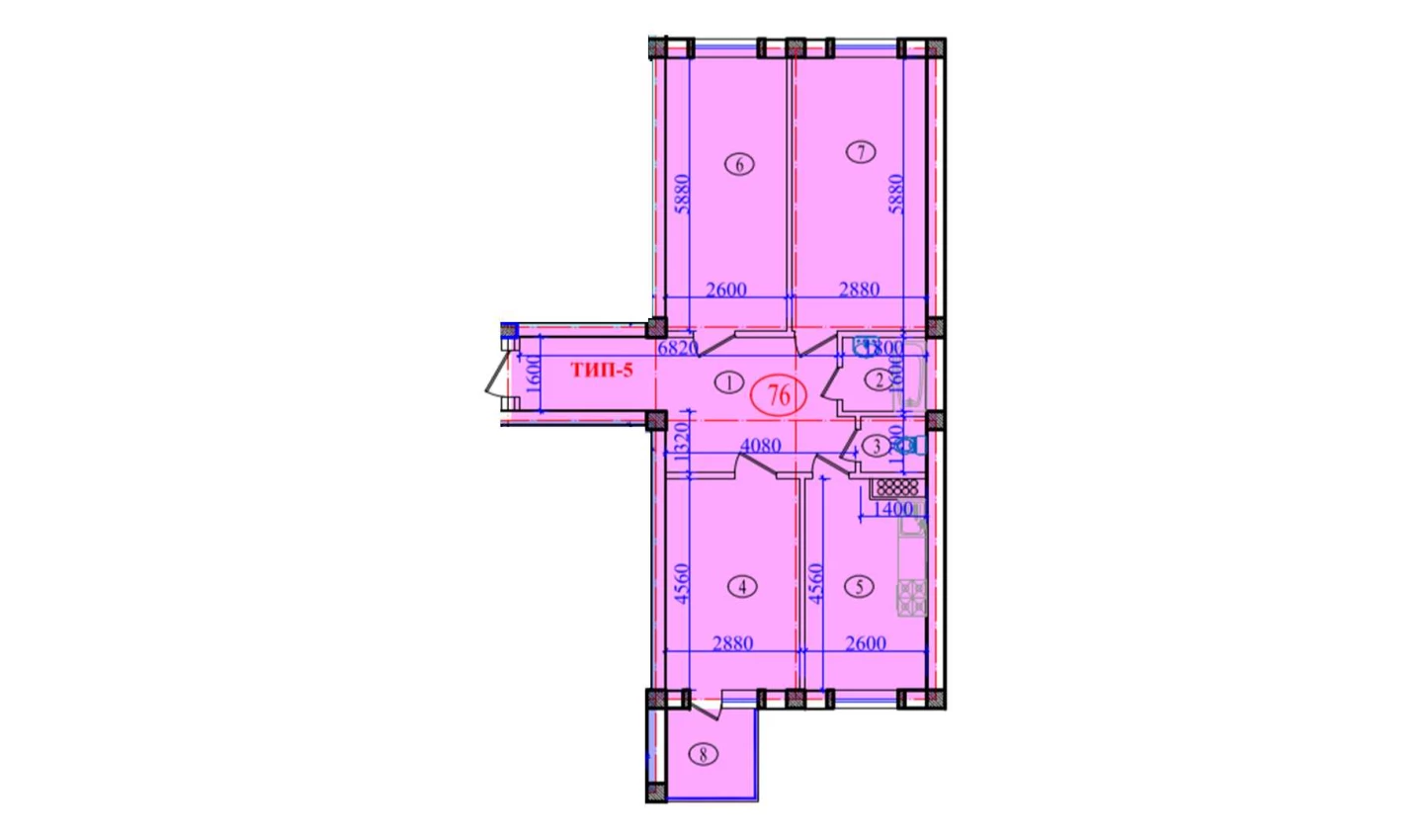 3-xonali xonadon 94.24 m²  7/7 qavat