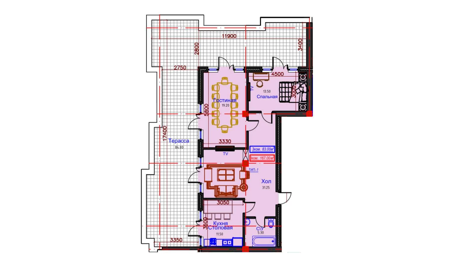 6-комнатная квартира 86 м²  9/9 этаж