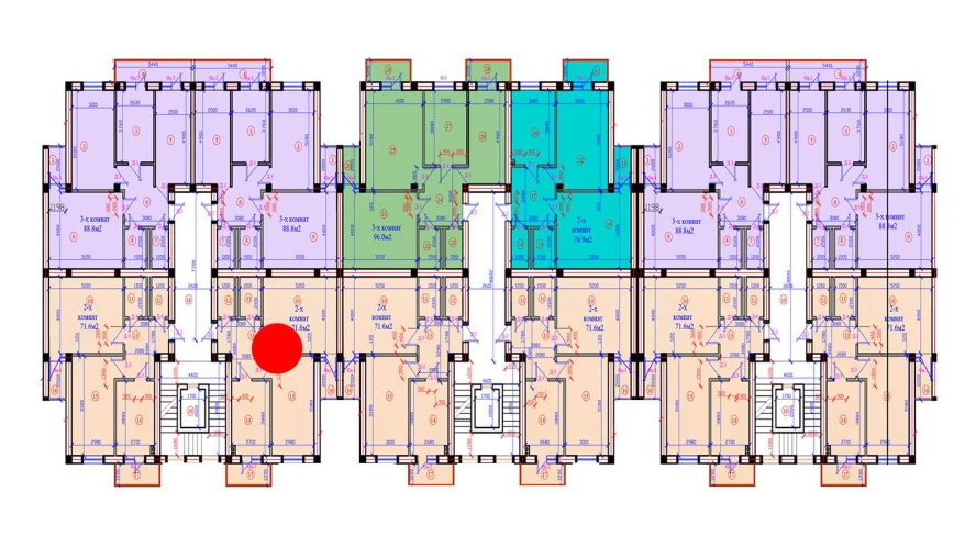 2-комнатная квартира 71.6 м²  6/6 этаж