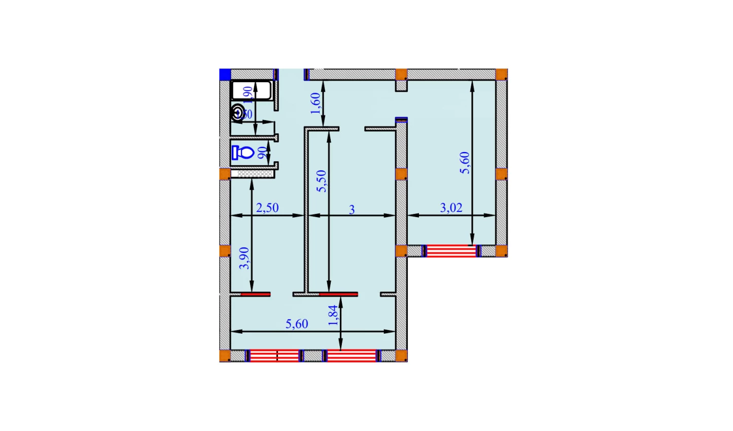 2-xonali xonadon 77.7 m²  2/2 qavat