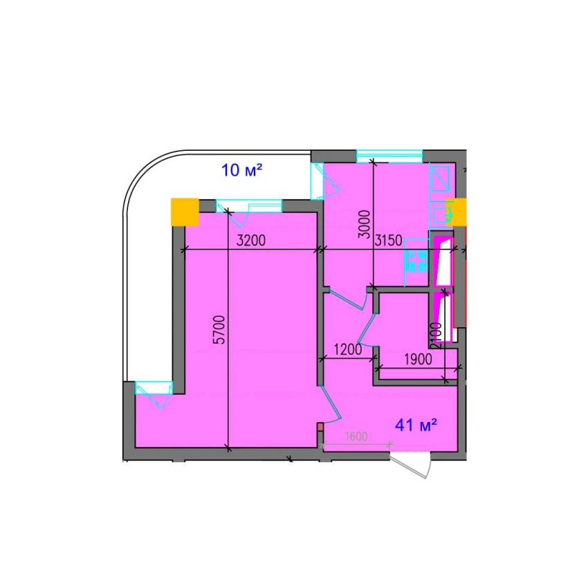 2-комнатная квартира 51 м²  4/4 этаж