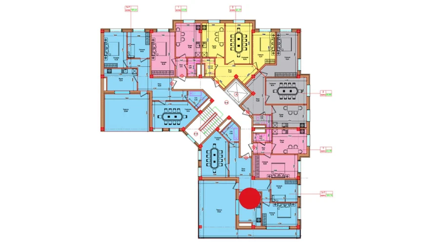 3-xonali xonadon 129.76 m²  8/8 qavat