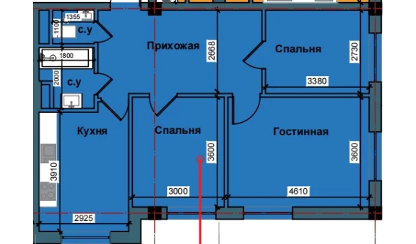 3-xonali xonadon 70.7 m²  1/10 qavat | NUR BARAKA Turar-joy majmuasi