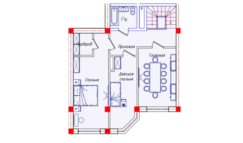 5-xonali xonadon 141.6 m²  7/8 qavat | STAR HOUSE RESIDENCE Turar-joy majmuasi