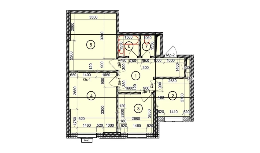 3-комнатная квартира 63.6 м²  2/2 этаж