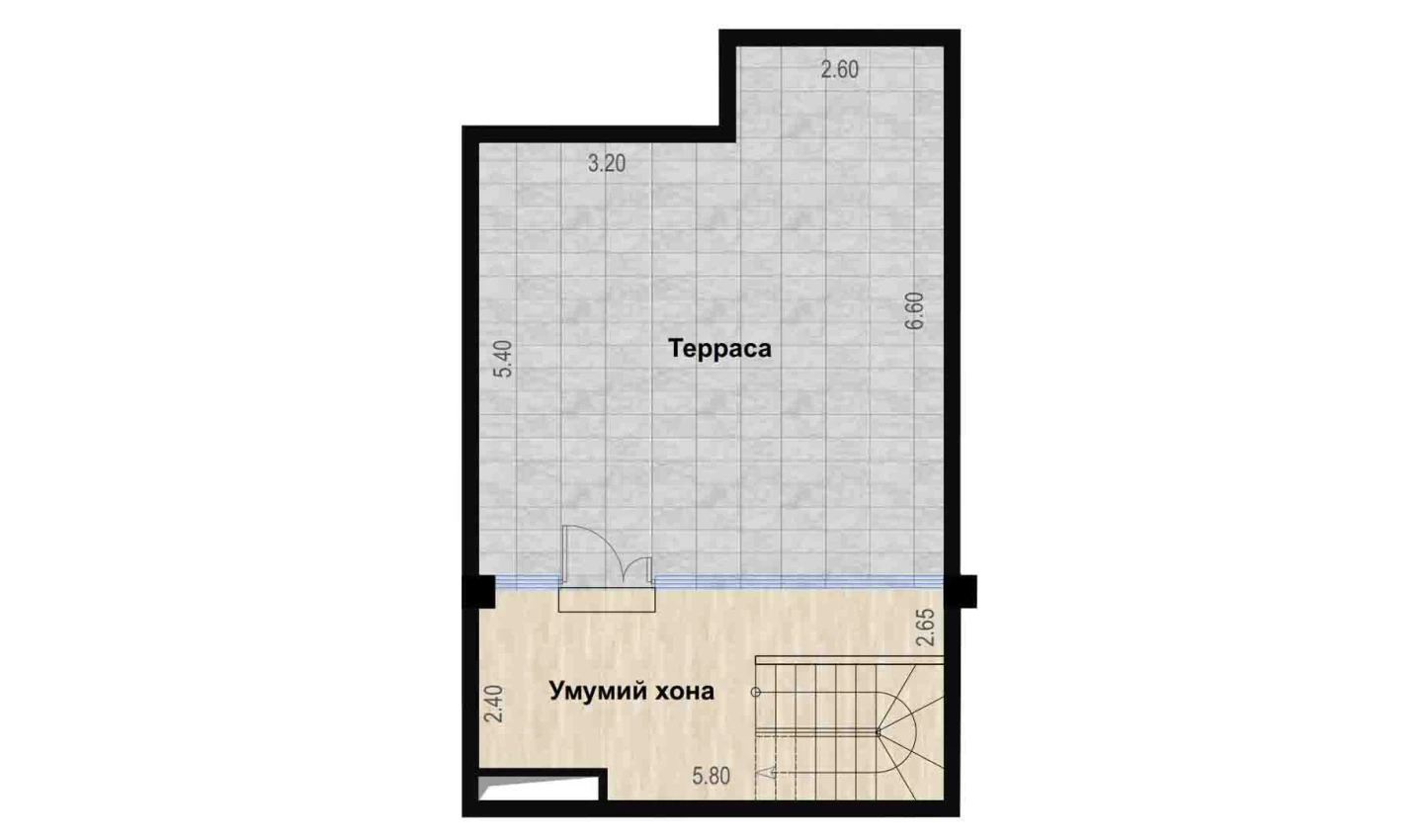 2-xonali xonadon 98.85 m²  7/7 qavat | Bochka Resort Turar-joy majmuasi