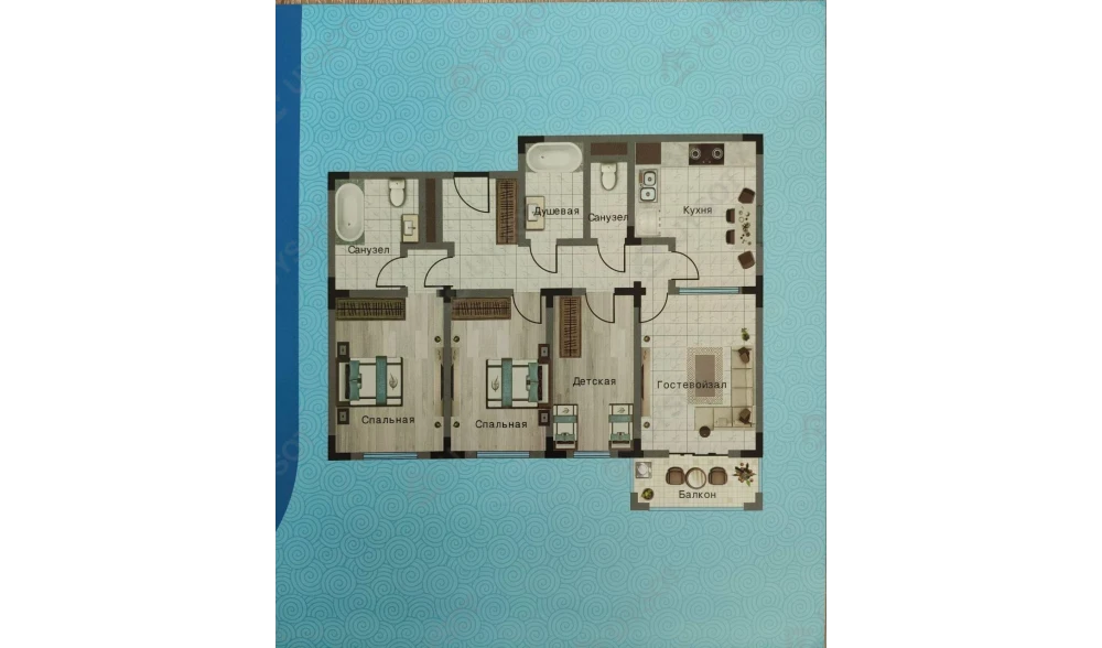 4-xonali xonadon 87.15 m²  1/1 qavat