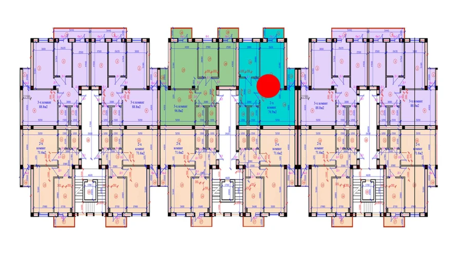 2-комн. квартира 76.9 м²  4/7 этаж | Жилой комплекс G'IJDUVON CITY