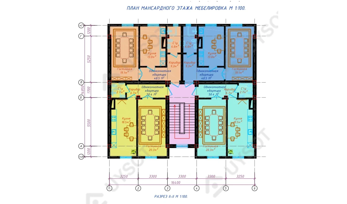 1-комнатная квартира 50.4 м²  3/3 этаж