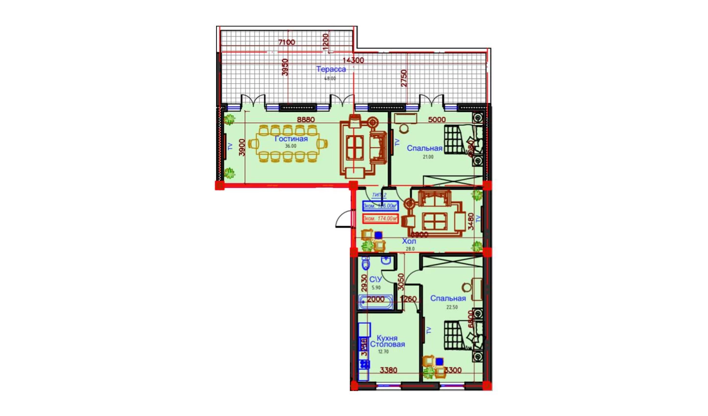 6-комнатная квартира 80.5 м²  9/9 этаж