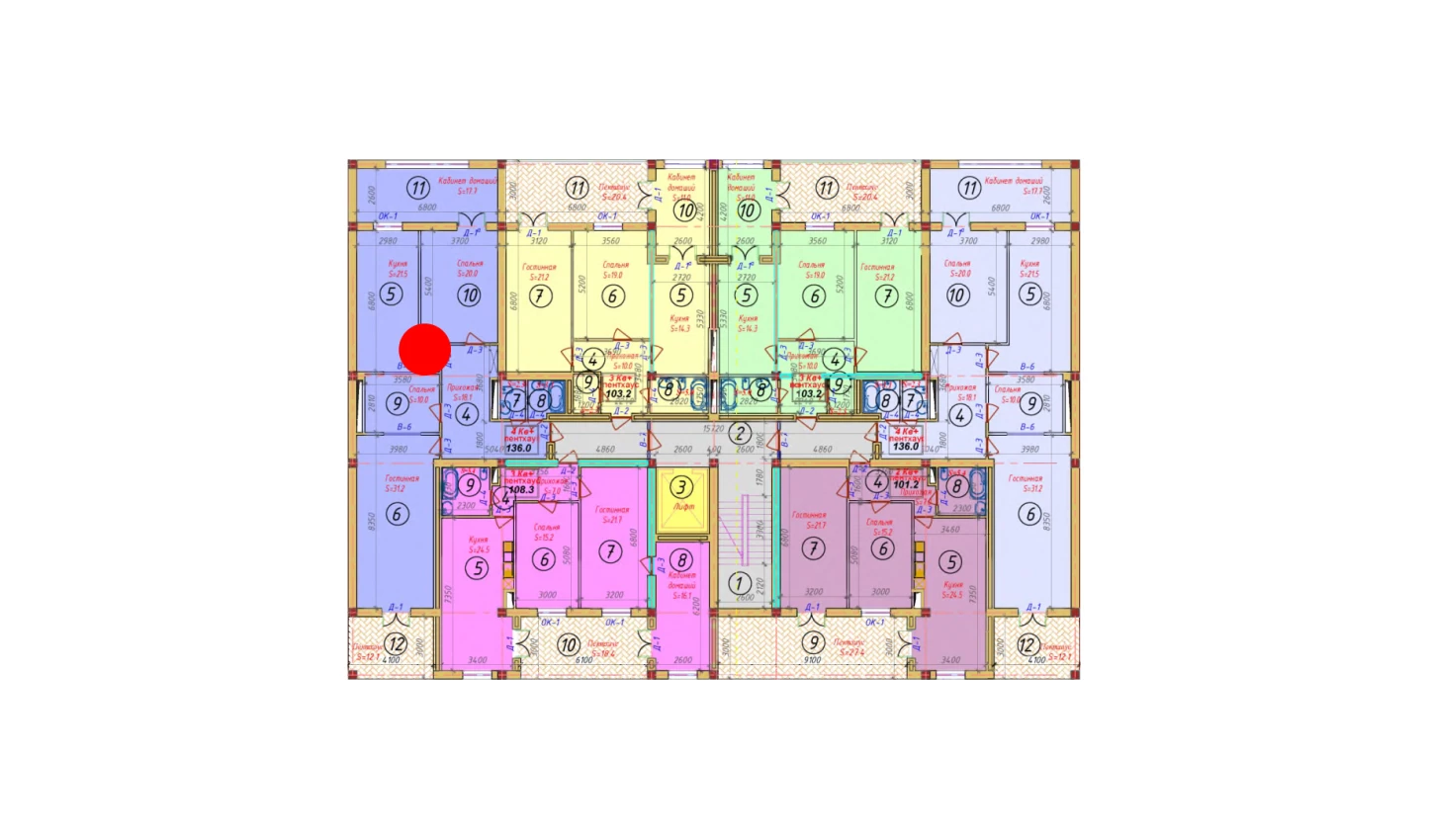 4-комнатная квартира 136 м²  2/2 этаж